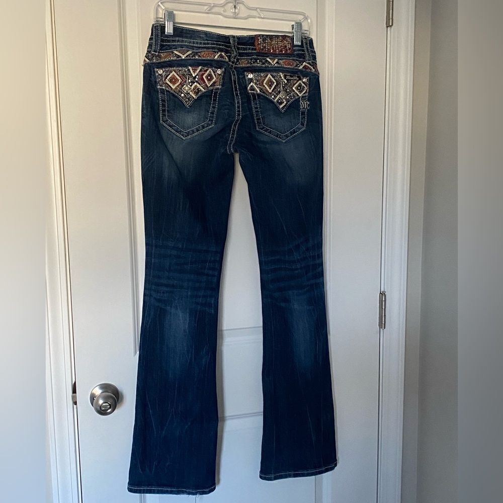 Miss Me Colorful Bling Relaxed Boot Cut Jeans - Picture 3 of 8